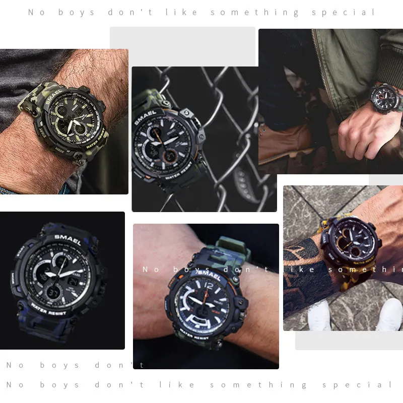  2018 New Camouflage Military Sport Watch Men Waterproof LED Digital Wrist Watch S Shock Army Male W
