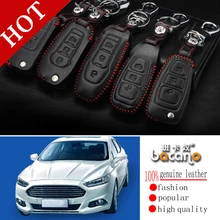 Натуральная кожа автомобиля интеллигентая(ый)/складывающийся чехол для ключей брелок крышка для fiesta focus Mondeo Kuga edge Эверест эскорт EcoSport