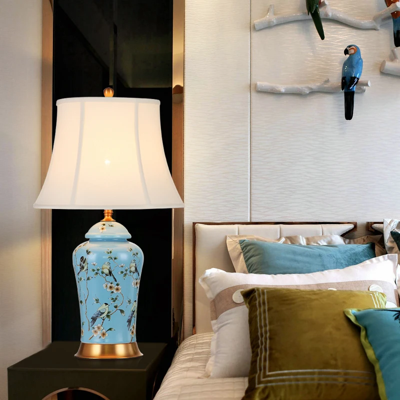 الراقية خمر اليدوية الصينية الأزرق زهرة الطيور السيراميك النسيج E27 Dimmerable الجدول مصباح لغرفة المعيشة غرفة نوم H 68 سنتيمتر 1081 الراقية خمر اليدوية الصينية الأزرق زهرة الطيور السيراميك النسيج E27 Dimmerable الجدول مصباح لغرفة المعيشة غرفة نوم H 68 سنتيمتر 1081