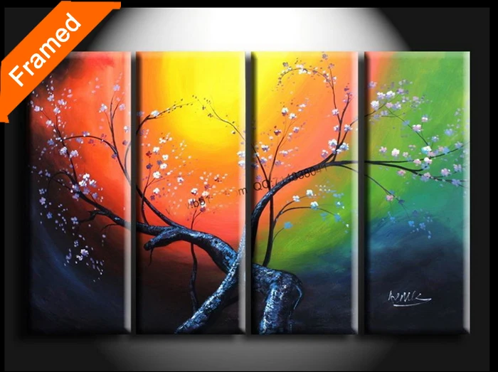 

Warm color plum blossom oil painting decorative oil painting for living room wall decoration wall pictures