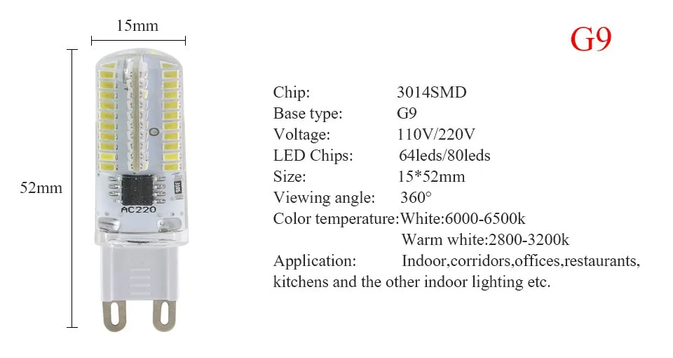 E14 G9 Светодиодная лампа 110 В 220 В 6 Вт 8 Вт лампада Светодиодная лампа 64/80 светодиодов силиконовые прожектор заменить галогенные освещения 360