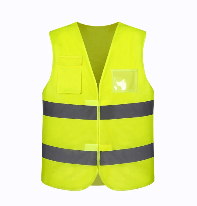 high reflective tape safety vest zipper closure yellow safety vest
