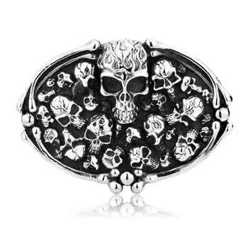 

Retail Fashion Men's High Quality Oval Cool 3D Skull Titanium Steel Belt Buckle For 4cm Wide Belt Man Woman Jeans accessories
