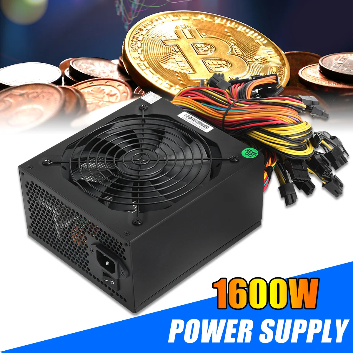 

Leory 1600W Modular For Miner Mining Case Power Supply 6 GPU for BTC for Eth Rig Ethereum Coin Power Supplies Gold 90 Efficiency