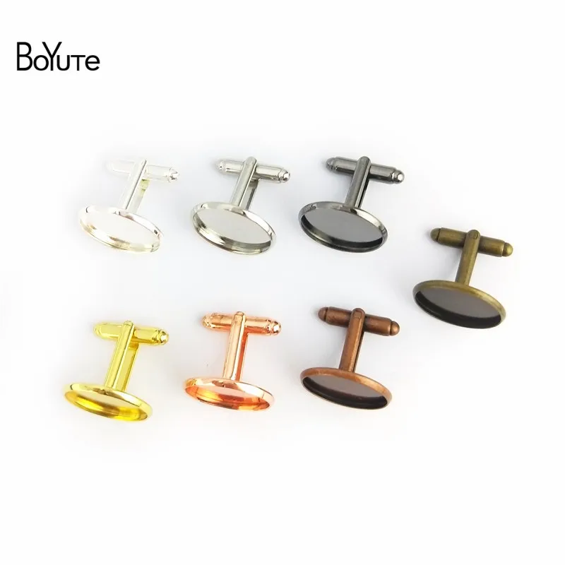 BoYuTe 50Pcs Round 12MM 14MM 16MM 20MM Cabochon Base Metal French Cufflink Blanks Tray Bezel Diy Men's Clothing Accessories (2)
