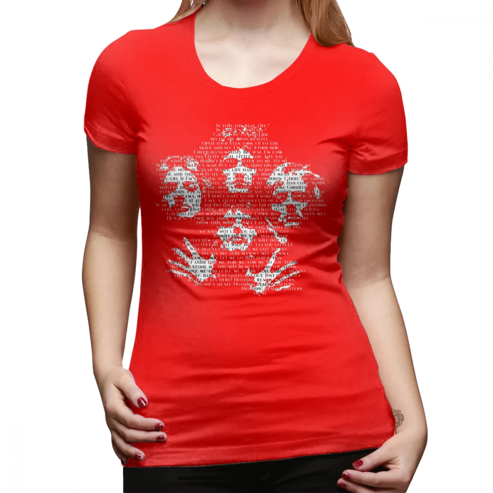 Queen Rock T-Shirt Bohemian Rhapsody T Shirt Oversized Short Sleeve Women tshirt White Street Wear O Neck Ladies Tee Shirt - Цвет: Красный