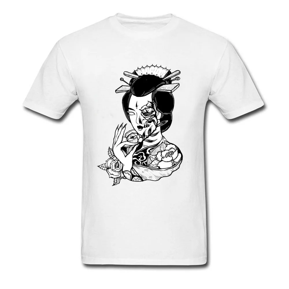 Custom Geisha004 T Shirt for Men Latest Fall O Neck Pure Cotton Short Sleeve T-Shirt Casual T-shirts Free Shipping Geisha004 white