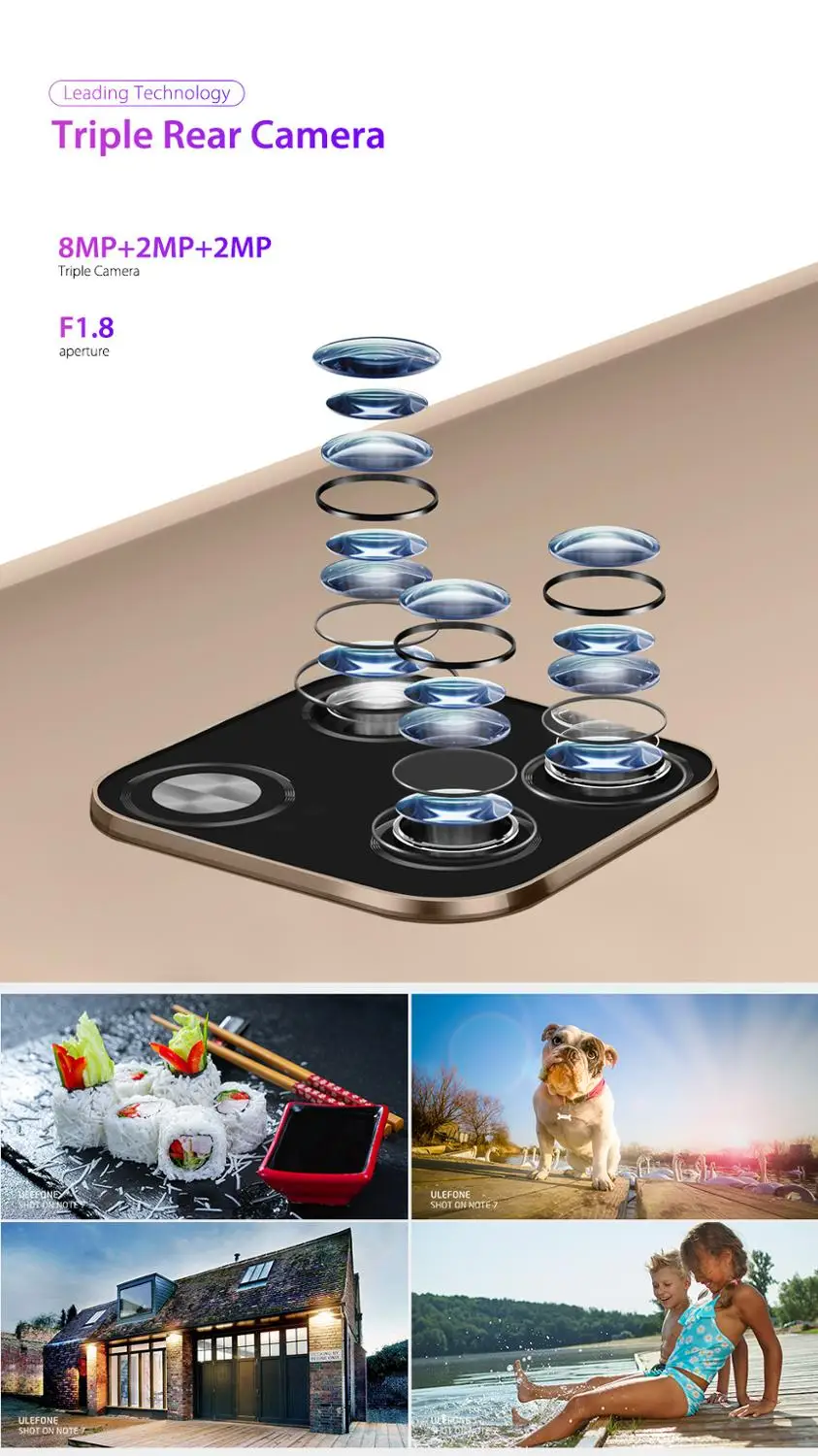 Ulefone Note 7 смартфон с 6 1 дюймовым дисплеем четырёхъядерным процессором 19:9 3500 мАч