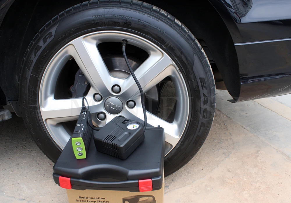 Emergency Power Bank Mini Car Jump Starter 600A 12V Portable Car Auto Electric Pump Air Compressor Tire Inflator 150PSI