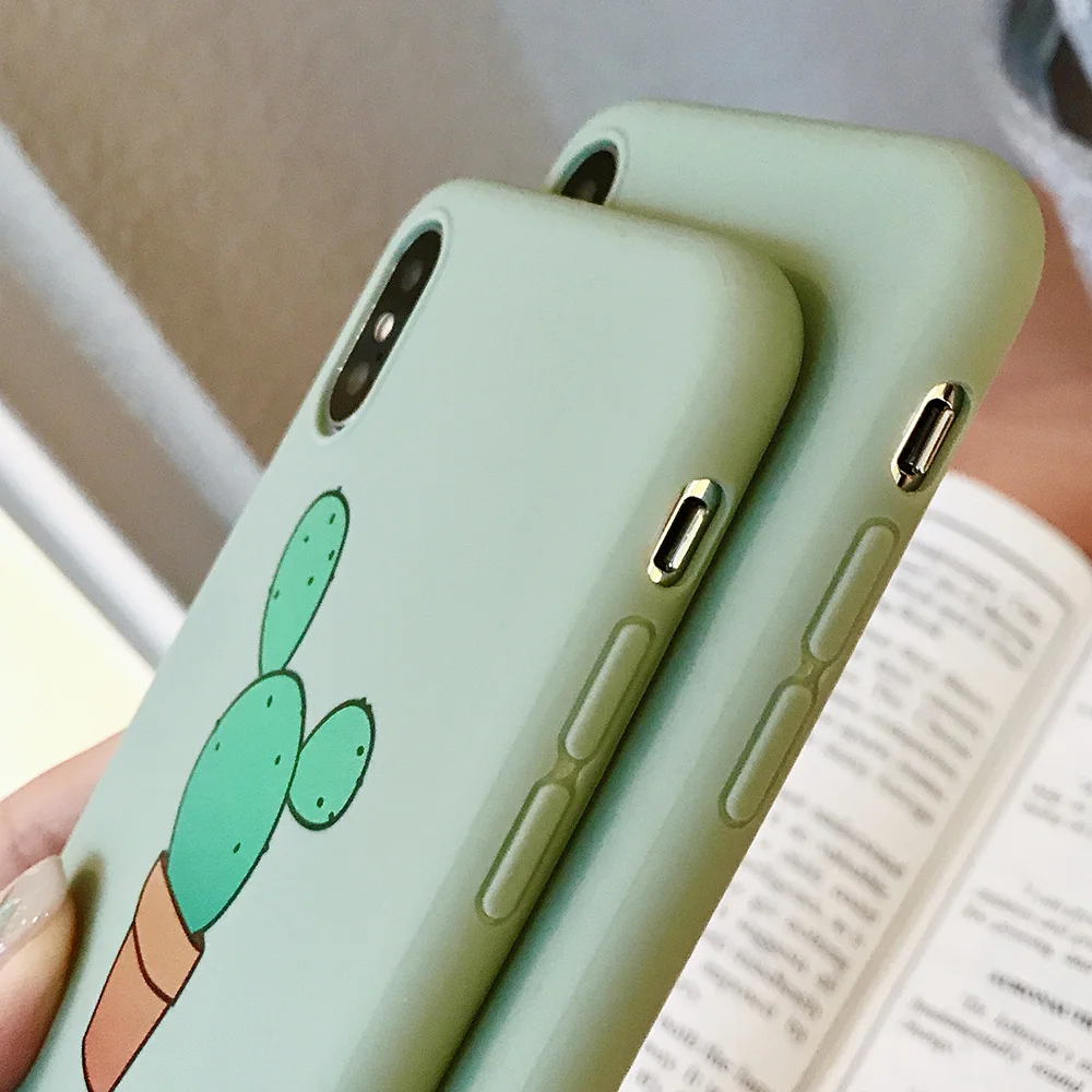 KIPX1074_5_JONSNOW Cactus Pattern Case for iPhone 6S 6P 7 8 Plus Soft Silicone Case for iPhone X XR XS Max Cartoon Painted Back Cover Capa Coque Fundas
