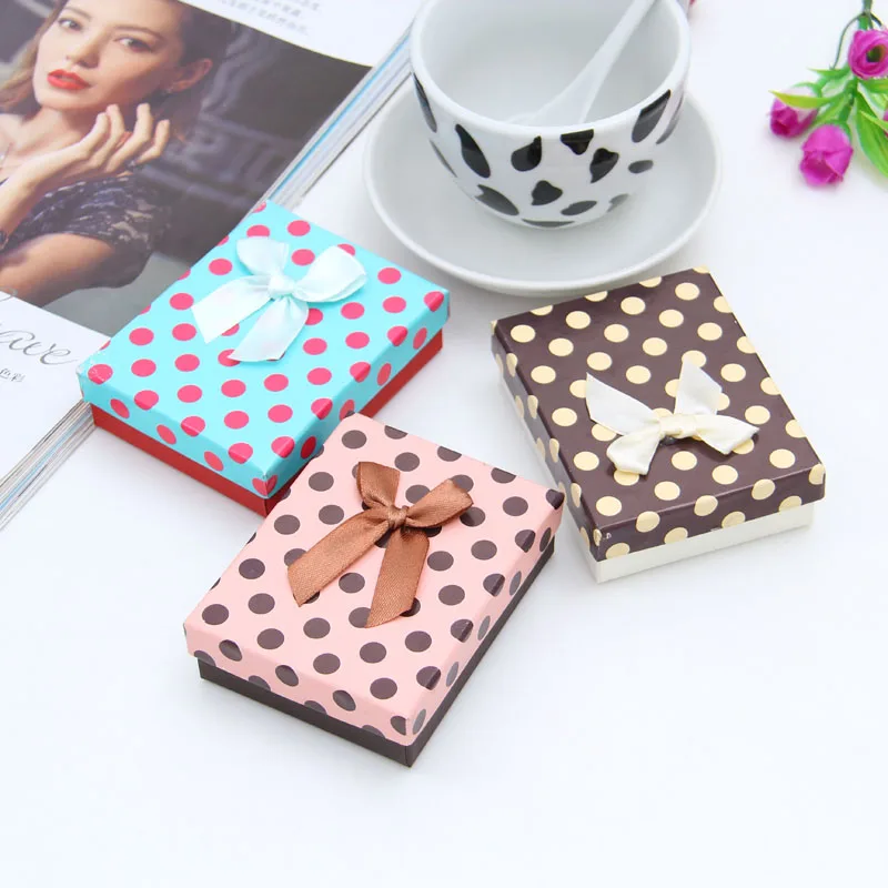 

24Pcs/Lot Assorted Colors Dot Jewelry Sets Display Box Necklace Earrings Ring Box 7*9*3 Display Packaging Gift Box Case Bijoux