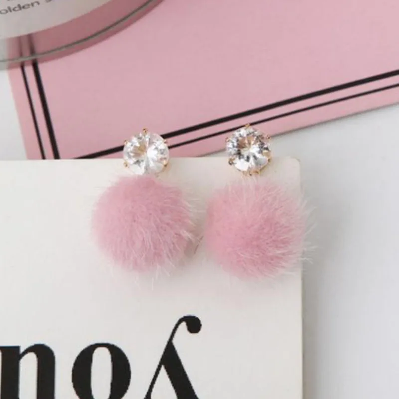 Fashion Temperament Short Paragraph Drop Earrings For Women Personalized Wild Ball Female Models Earrings FSPES390 - Окраска металла: Pink