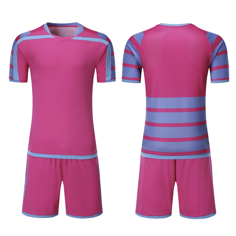 Детский Комплект футболок для футбола; Спортивный комплект; Одежда для мальчиков и девочек; Survetement; футболки для футбола; Униформа; костюм с принтом на заказ - Цвет: 15028 rose set