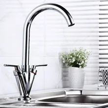 Элегантная хромированная, твердая, латунная на бортике две ручки красивый кухонный раковина/раковина Torneira смесители и краны(UP-4702