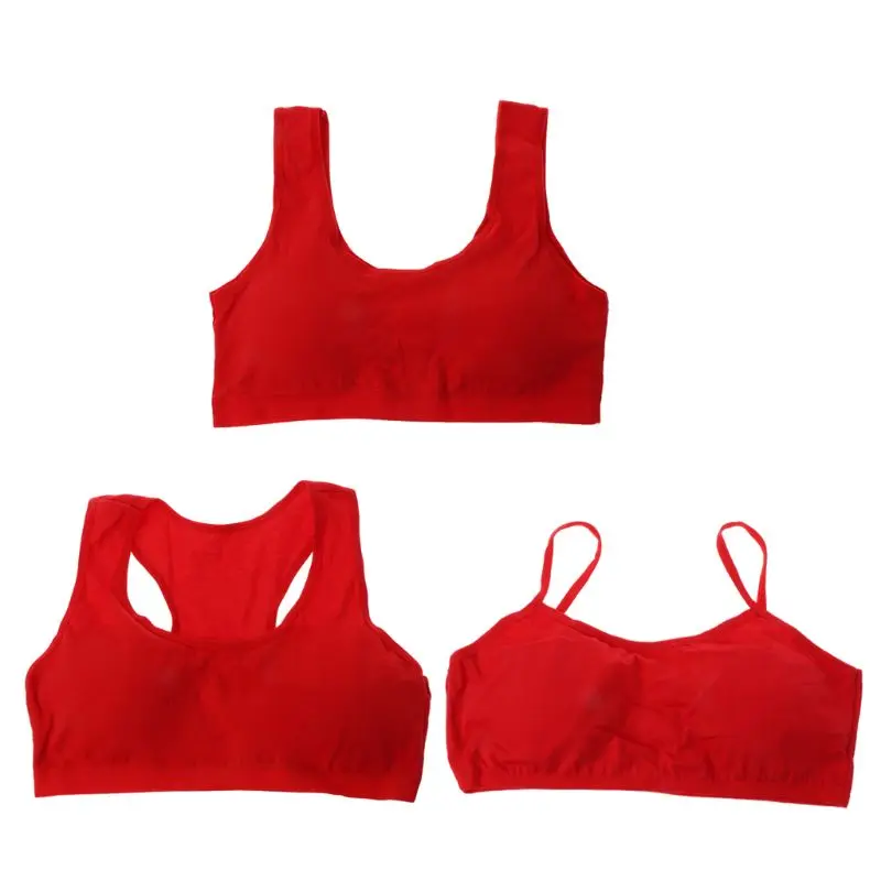 Cotton Bras Red Young Girls Underwear For Sport Wireless Small Training