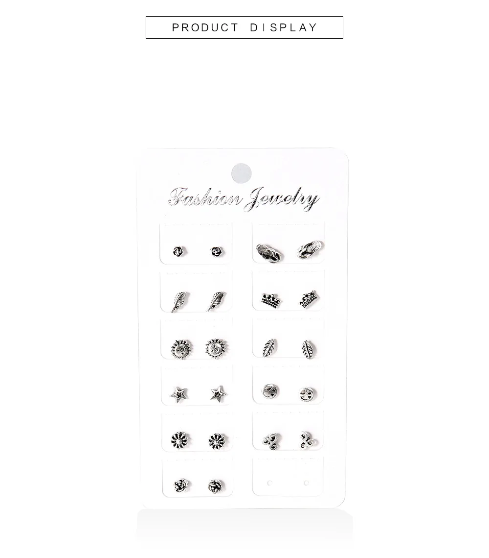 11 пар, винтажный цвет: старое серебро, маленькая крошечная звезда, солнечные пирсинг, серьги-гвоздики для женщин, цветочный лист, серьги-манжеты, набор - Окраска металла: one set