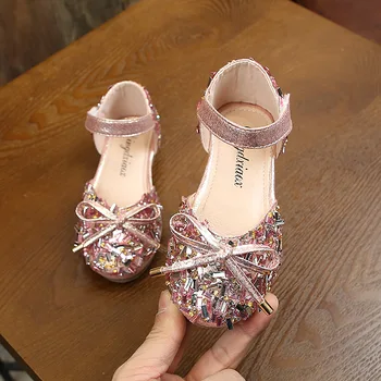 

Children Princess Shoes Little Girls Sequins Wedding Party Kids Dress Shoes For School Girl Flower Bow Shoe 1 6 7 8 9 10 11 12