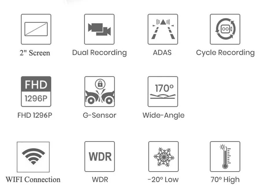 QUIDUX 1296P ADAS Видеорегистраторы для автомобилей Камера Двойной объектив 2,0 дюймов FHD 1080P видео регистратор с ночным видением Автомобильный dvr рекордер WI-FI Dash Cam