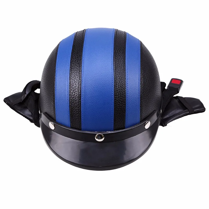 Posbay кожаные мотоциклетные шлемы для мотокросса Vespa с открытым лицом Половина мотороллера шлемы козырек очки для мотокросса для кафе гонщик