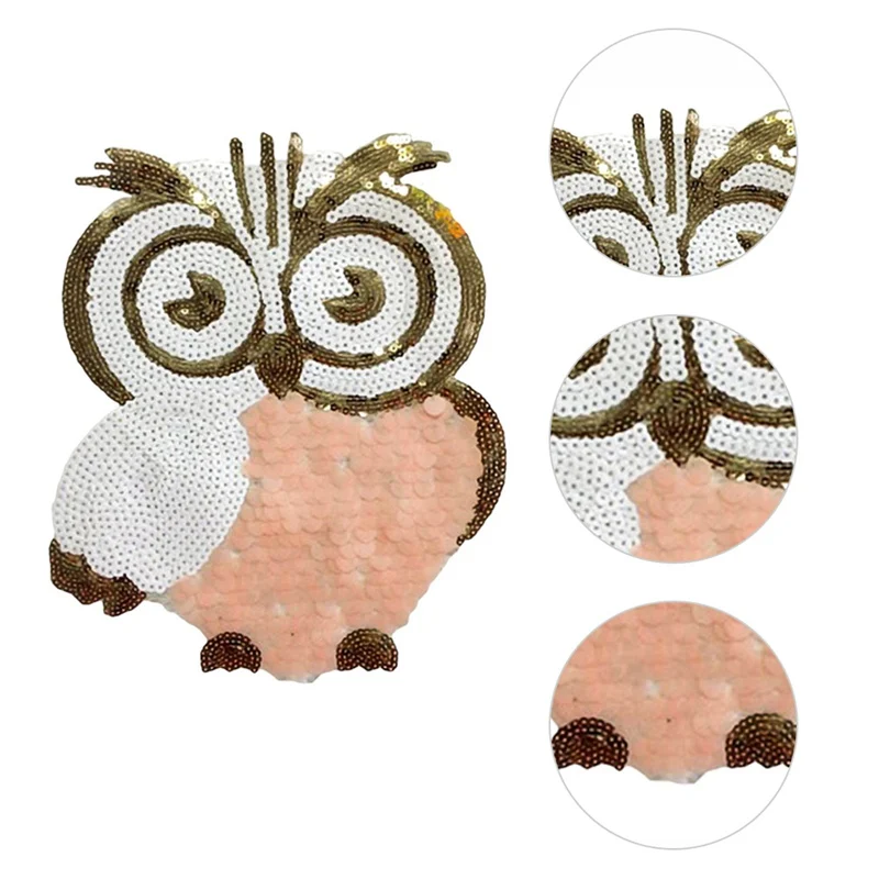 

Owl Embroidered Patches Clothes Sequins Patch Motif Applique Bird DIY Hotfix 1pcs Fashion Designs 22*18CM