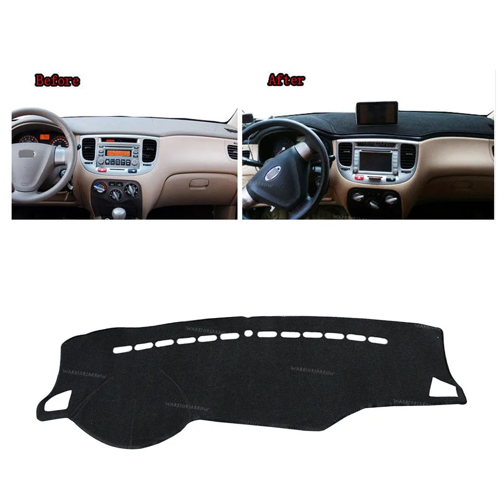 Черный чехол для приборной панели Kia Rio Rio5 2006 2011 LHD коврик Солнцезащитный ковер
