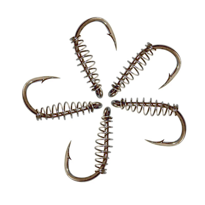 10pcs Stainless Steel Spring Hook With Barbed Special Rotating Squid