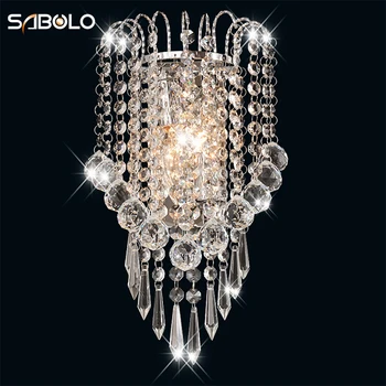 

Crystal Wall Light Lamp Bedroom Home Wall Sconce Lighting Modern Art Decor Stainless Steel Plating Big K9 Crystal Wall Lamp