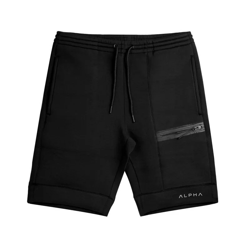 Лето 2018 г. новый модный бренд для мужчин шорты для спортзала молния лоскутное Фитнес Бодибилдинг Короткие штаны колени длина вздох
