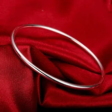 Браслет из стерлингового серебра, модный, индивидуальный, простой и гладкий, цельный, 925 серебро, женский браслет, ювелирное изделие, рождественский подарок