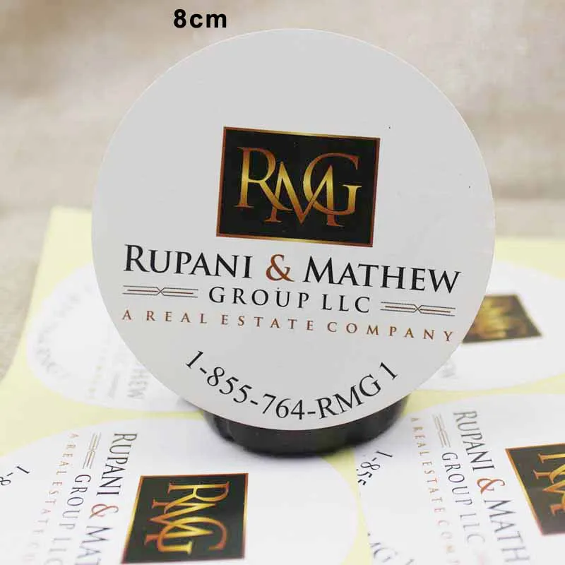 

8cm round self adhesive sticker label products glossy lamination label for gifts/candy faovrs custom logo 1000pcs