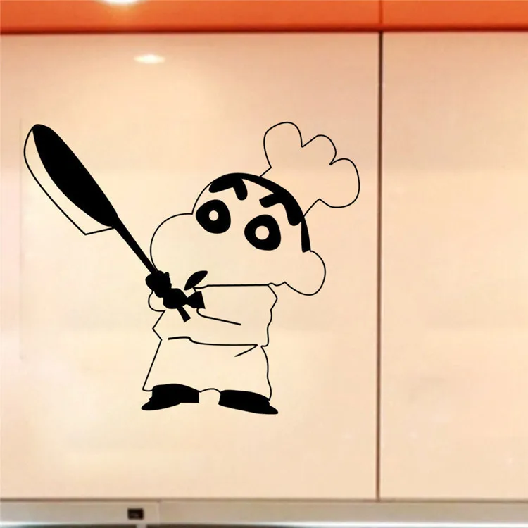 Японский мультфильм виниловая наклейка на стену Crayon Shin chan кухонный шкаф