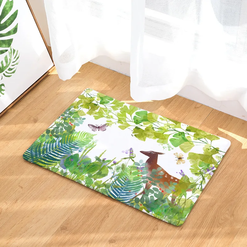 Buy Fresh Animals Deer Fox Cow Printing Floor Mats for
