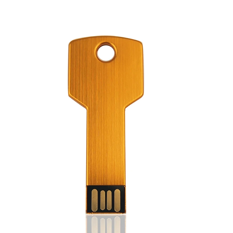 Фотография металлический ключ Usb флеш-накопитель 128 МБ 4 ГБ 8 ГБ 16 ГБ 32 ГБ 64 Гб Флешка флеш-диск Usb 2,0 карта памяти U диск - Цвет: Gold Key USB 2.0