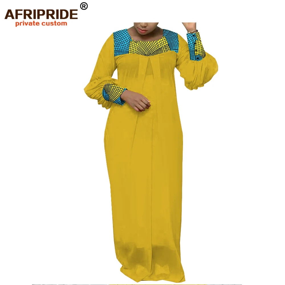 Весеннее и осеннее Африканское женское платье AFRIPRIDE, изготовленное на заказ, длинный рукав, длина до пола, женское Хлопковое платье A1825095