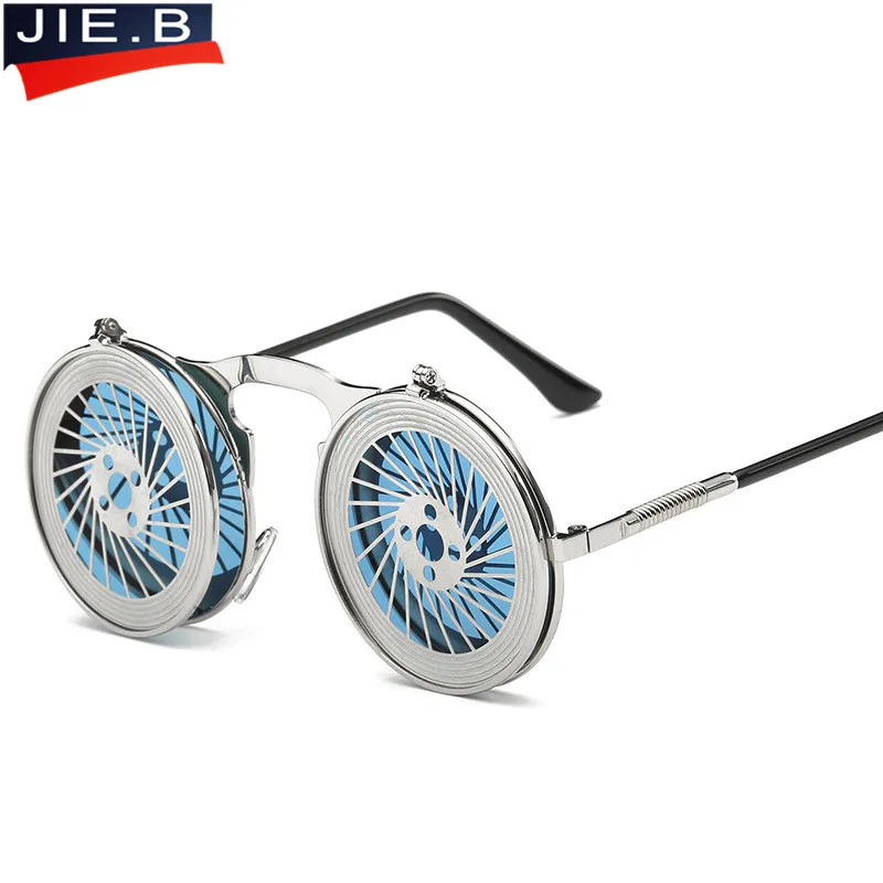 

JIE.B Metal Sunglasses Steampunk Men Women Fashion Glasses Brand Designer Retro Vintage Personality Clamshell Sunglasses UV400
