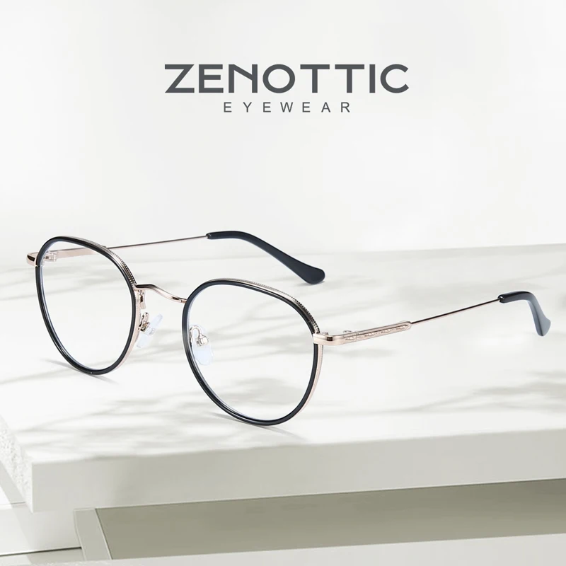 Очки ZENOTTIC женские оптические в круглой оправе винтажные фотохромные при