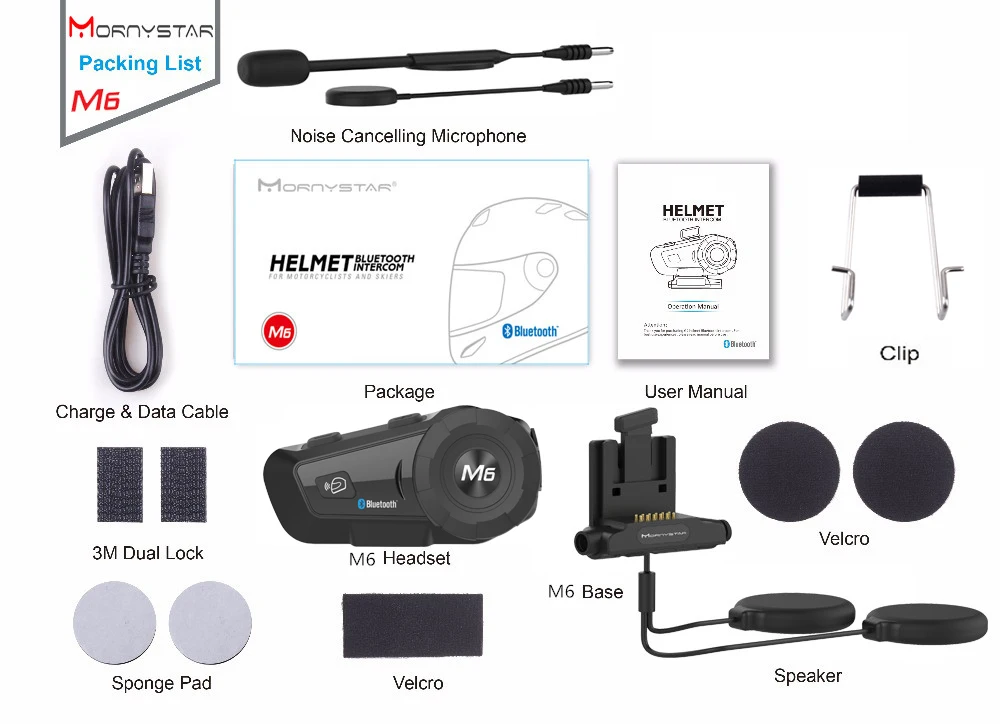 2 шт MONYSTAR M6 мотоциклетный Bluetooth шлем гарнитуры интерком для FM BT беспроводной intercomunicador Interphone MP3