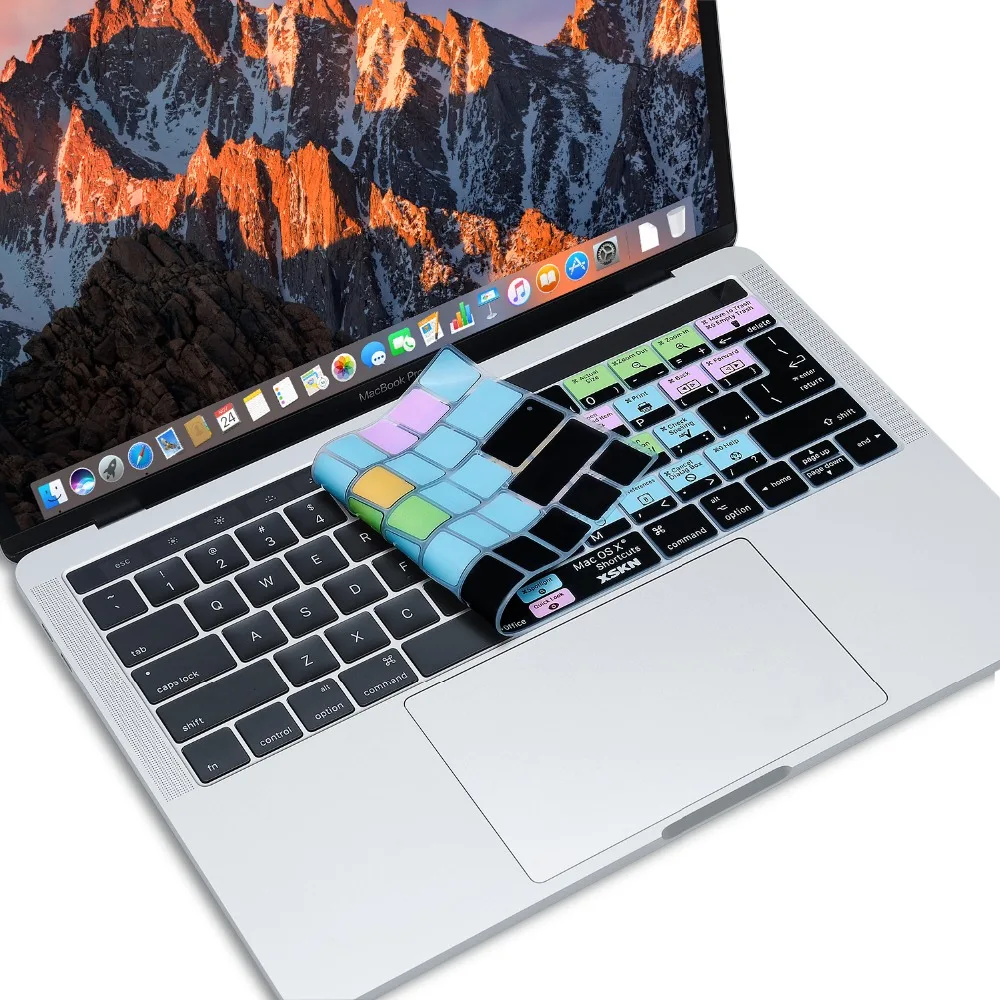 XSKN OS X ярлык клавиатуры Обложка кожи для Touchbar Macbook 13 15 дюймов A1706 A1707( выпуска), бесплатный подарок Сенсорная панель наклейка