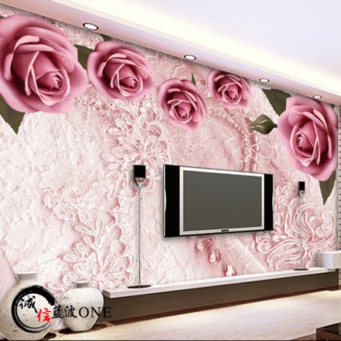

Custom 3d mural wallpaper European style bedroom roses wallpaper 3D stereo TV background wall non-woven wallpaper mural