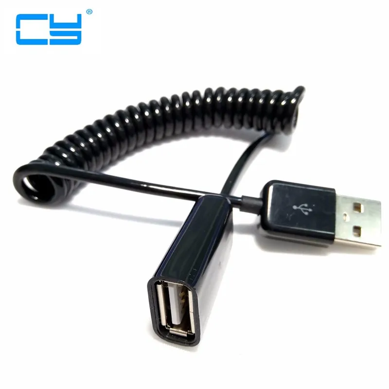 USB 2.0 Male to Female Spring Coiled Extention Coil Cable Adapter