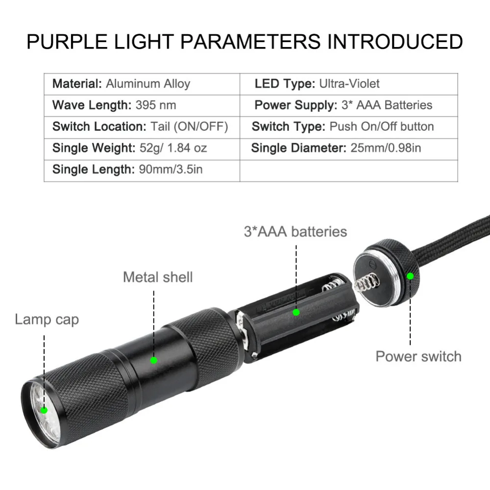9-LED-UV-linterna-antorcha-luz-395nm-ultravioleta-l-mpara-ultravioleta-de-la-luz-antorcha-AAA (1)