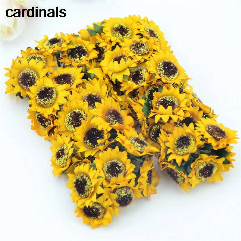 60pcs Cheap Silk Sunflower Artificial Daisy Flower Bouquet For
