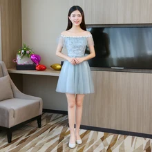 Wedding Party Dress Bridesmaids Dresses Blue Grey Colour Sleeveless Dress Mini Back of Bandage pu leather panel plus size sleeveless bandage mini hot dress