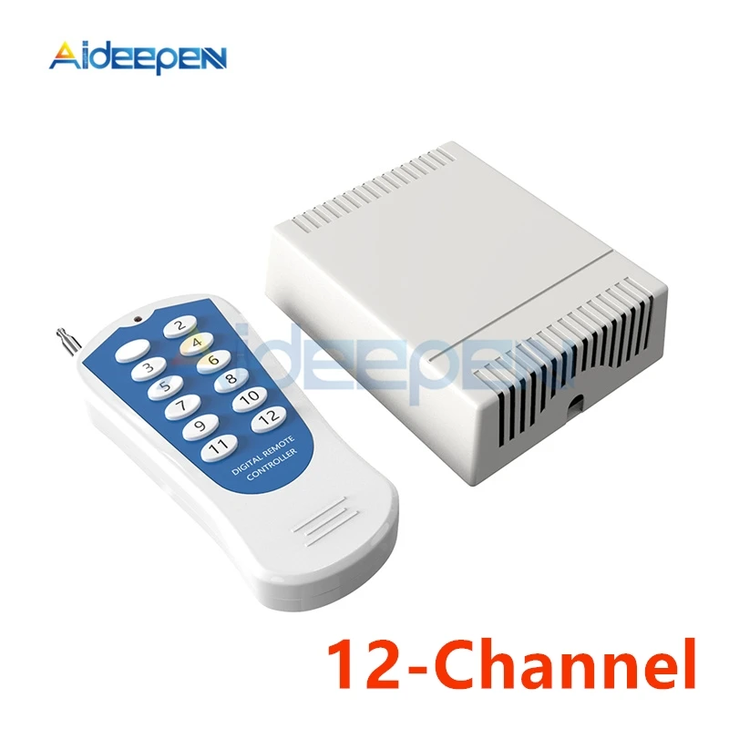 

DC12V 12 Channel Relay Module Wireless RF Remote Control Switch Transmitter + Receiver 315MHz