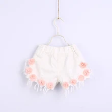 Для маленьких девочек кружевные хлопковые шорты цветы для аппликации летняя много оптом одежда для детей с кисточками для девочек низ модные шорты
