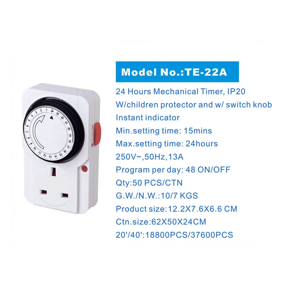 

24 Hour Plug-In Energy Saving Programmable Mechanical Timer Switch UK Plug --M25