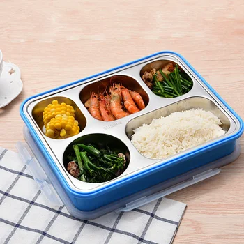 

304 Stainless Steel High Quality Lunch Box Big Capacity 5 Grids With Cover Fresh Box Free Shipping