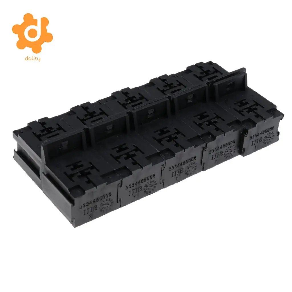 10 Pieces Automotive 5 Pin Relay Socket Holders with 6.3mm Copper Terminals