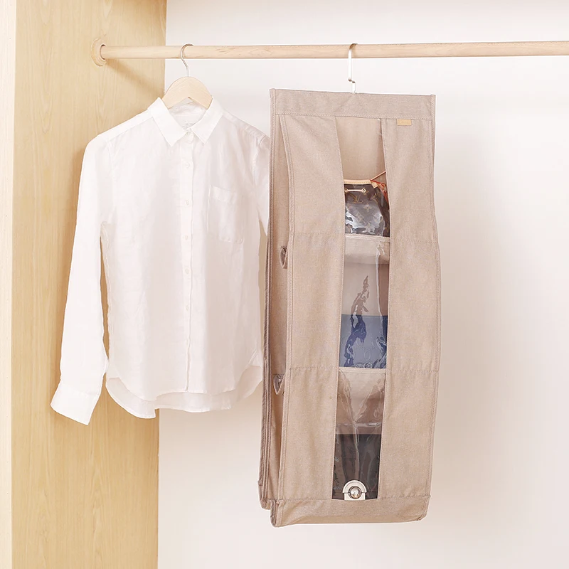 Cloth Handbag Double sided Storage Bag Wardrobe Hanging Handbag Sort