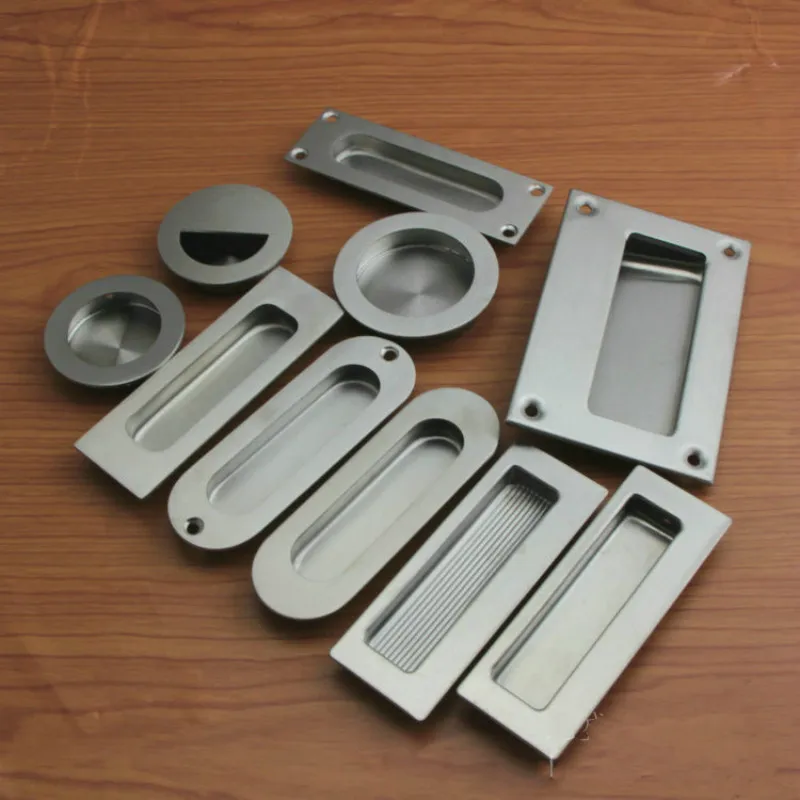 

Silver Modern Kitchen Cupboard Pulls Round Hidden Recesse Furniture Closet Knobs Wardrobe Cabinet Door Handles Stainless Steel